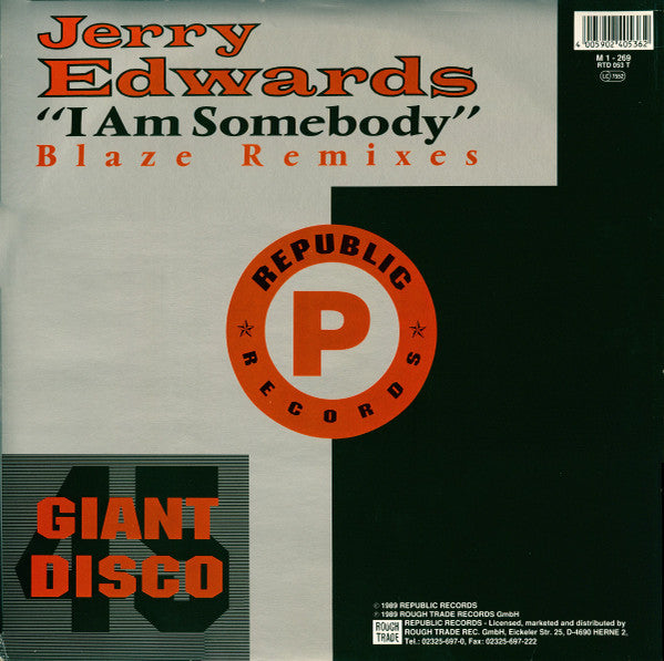 Jerry Edwards : I Am Somebody (Blaze Remixes / Rock Shock Remixes) (12")