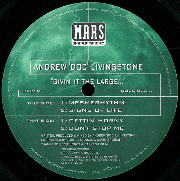 Andrew 'Doc' Livingstone* : Givin' It The Large... (12")