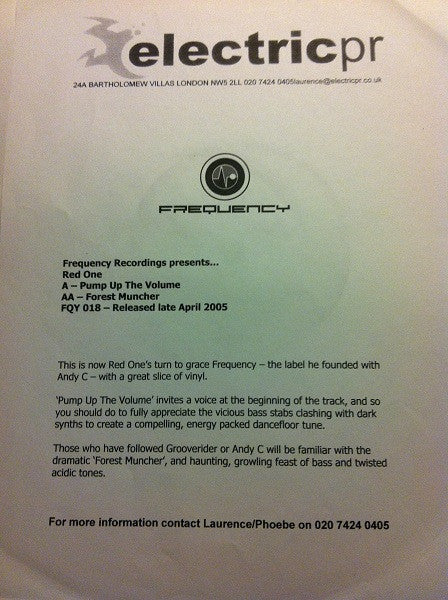 Red One : Pump Up The Volume / Forest Muncher (12", Promo, W/Lbl, Sti)