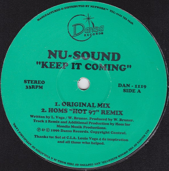 Nu-Sound : Keep It Coming (12")