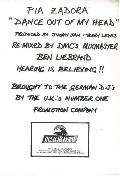 Pia* : Dance Out Of My Head (The Ben Liebrand Mix) (12", W/Lbl)