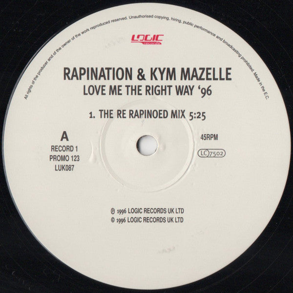 Rapination & Kym Mazelle : Love Me The Right Way '96 (3x12", Promo)