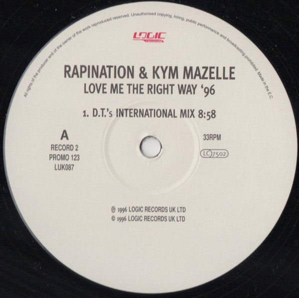 Rapination & Kym Mazelle : Love Me The Right Way '96 (3x12", Promo)