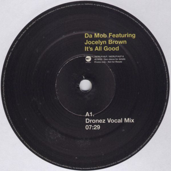 Da Mob Featuring Jocelyn Brown : It's All Good (2x12", Promo)