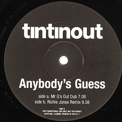 Tin Tin Out : Anybody's Guess (12", Promo)