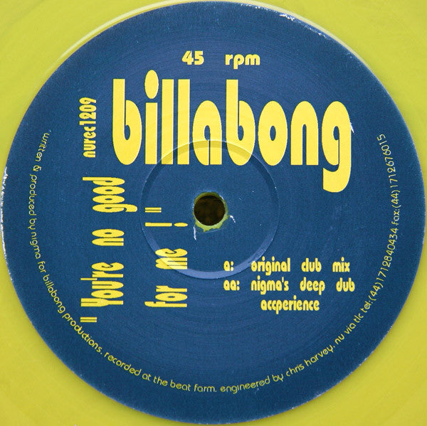 Billabong : You're No Good For Me (12", Yel)