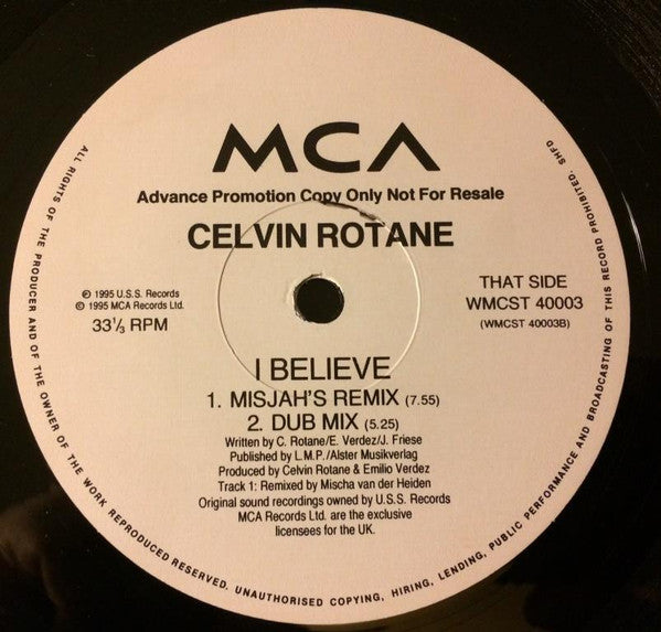 Celvin Rotane : I Believe (12", Promo)