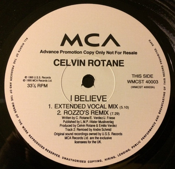 Celvin Rotane : I Believe (12", Promo)