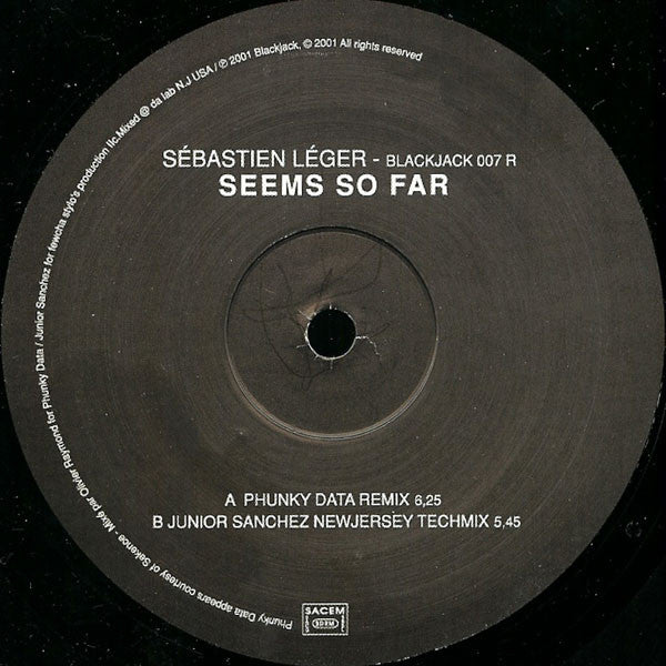 Sébastien Léger : Seems So Far (12")