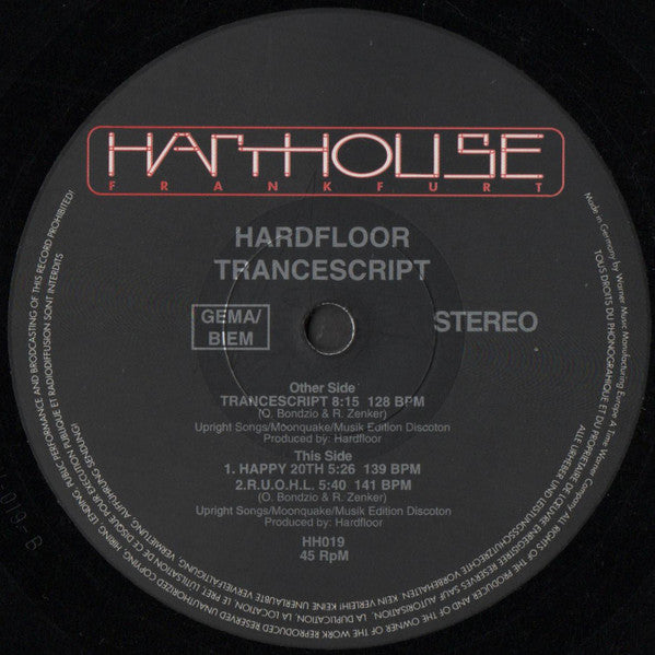Hardfloor : Trancescript (12")