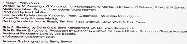 Yothu Yindi : Treaty (12")