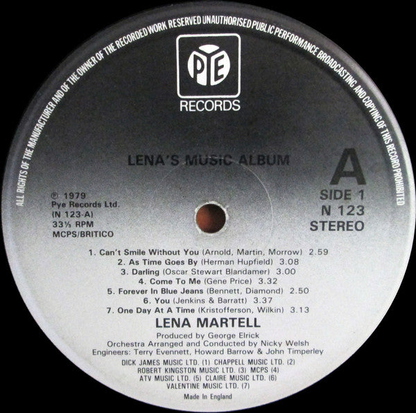 Lena Martell : Lena's Music Album (LP, Album)
