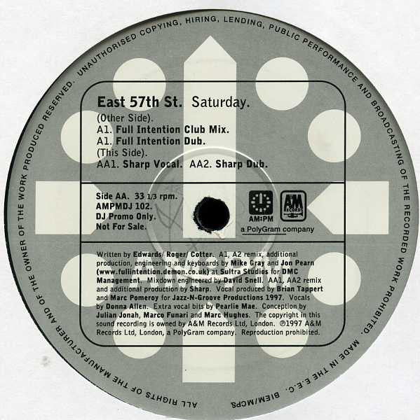 East 57th St. : Saturday (Full Intention / Sharp Mixes) (12", Promo)