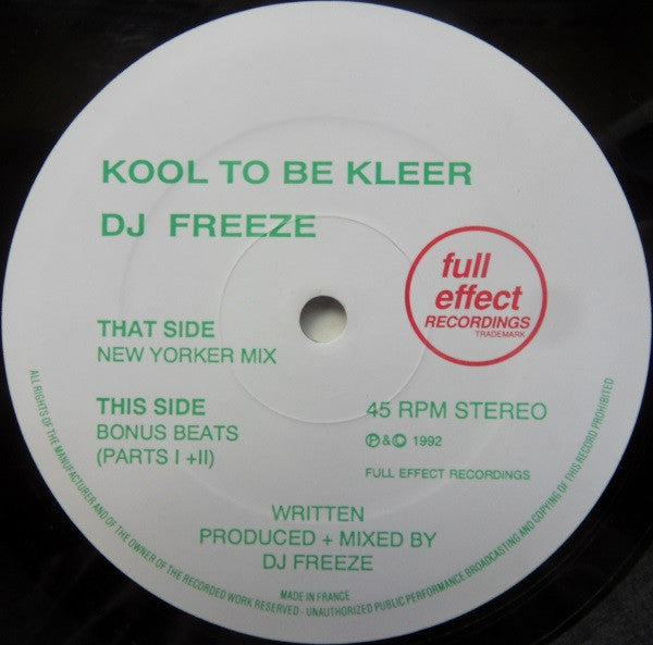 DJ Freeze : Kool To Be Kleer (12")