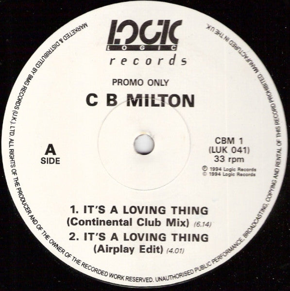 C B Milton* : It's A Loving Thing (12", Promo)