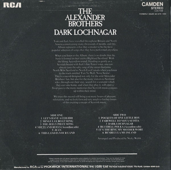 The Alexander Brothers : Dark Lochnagar (LP, Album, RE)