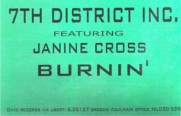 7th District Inc. Featuring Janine Cross : Burnin' (12")