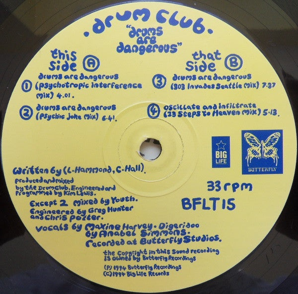 Drum Club : Drums Are Dangerous (12", Single)