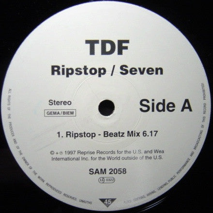 TDF* : Rip Stop / Seven (12", Promo)