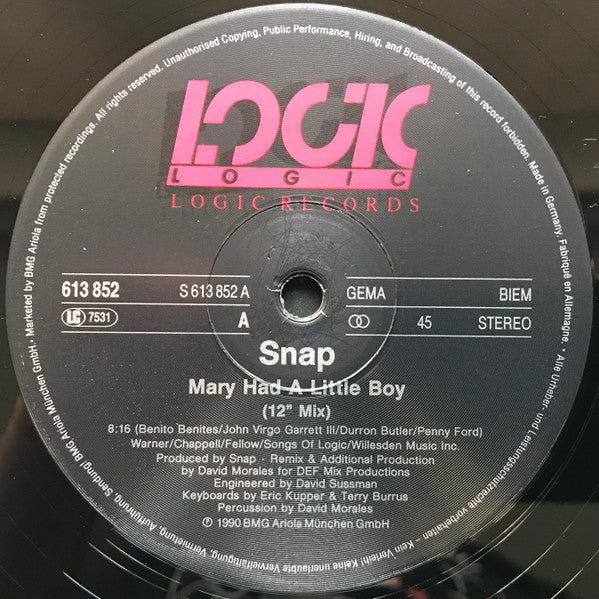 Snap! : Mary Had A Little Boy (Remix) (12", Maxi)