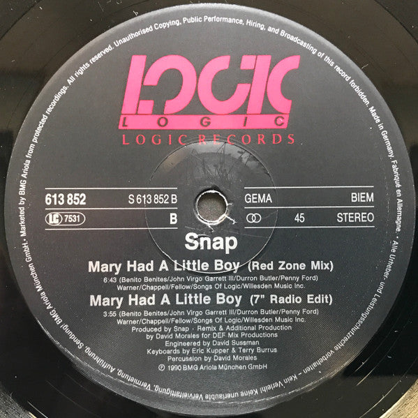 Snap! : Mary Had A Little Boy (Remix) (12", Maxi)