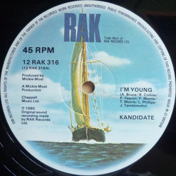 Kandidate : I'm Young / Go To Work On You (12", Single)