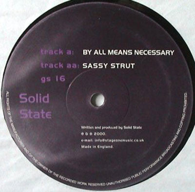 Solid State : By All Means Necessary / Sassy Strut (12")