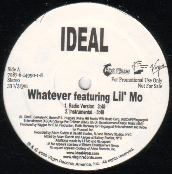 Ideal (6) Featuring Lil' Mo : Whatever (12", Promo)