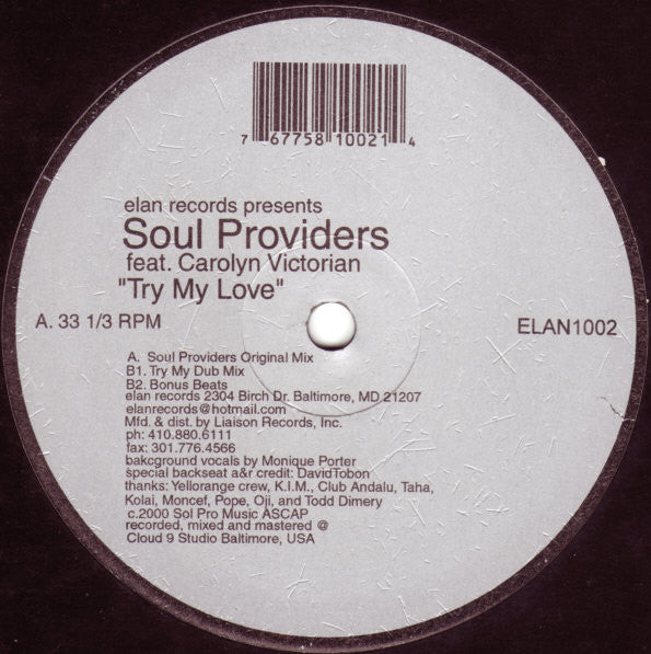 Soul Providers Feat. Carolyn Victorian : Try My Love (12")