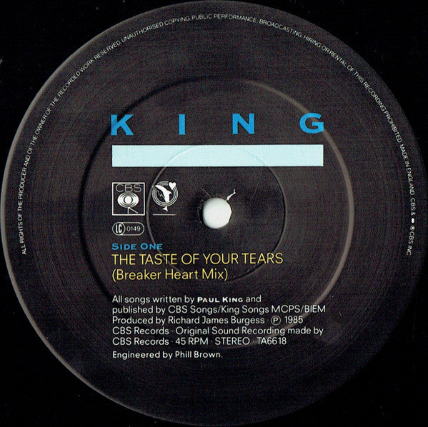 King : The Taste Of Your Tears (Breaker Heart Mix) (12", Single, Pos)