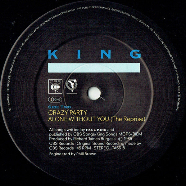 King : The Taste Of Your Tears (Breaker Heart Mix) (12", Single, Pos)