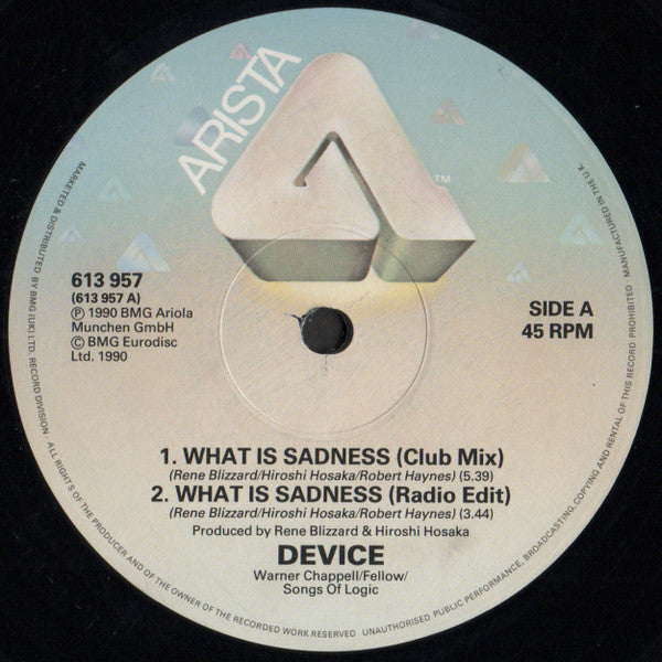 Device (3) : What Is Sadness (12")