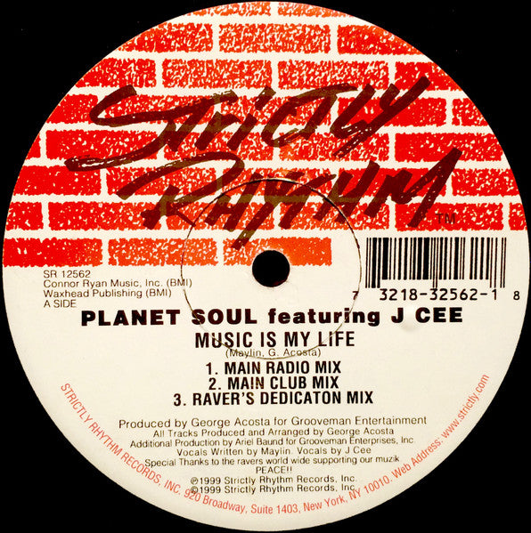 Planet Soul Featuring J. Cee : Music Is My Life (12")