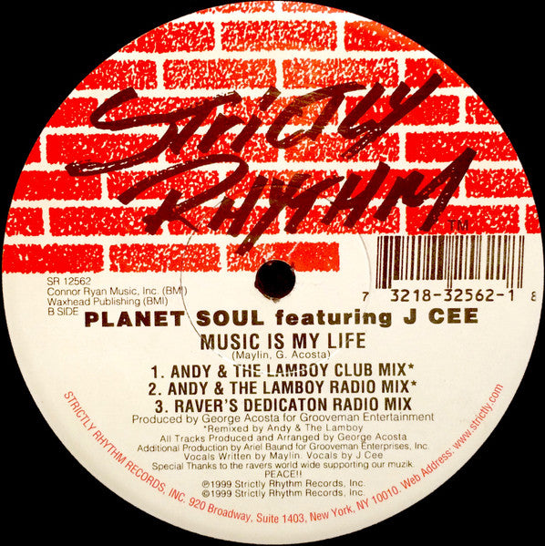 Planet Soul Featuring J. Cee : Music Is My Life (12")