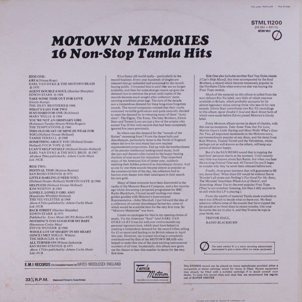Various : Motown Memories (16 Non-Stop Tamla Hits) (LP, Comp, Mixed, RE)