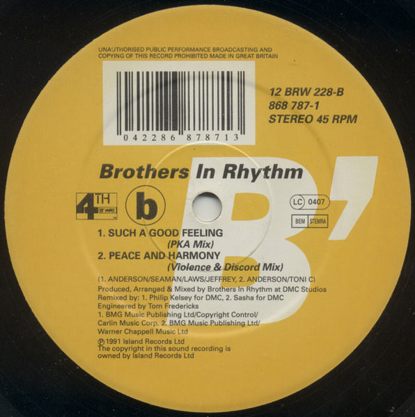 Brothers In Rhythm : Such A Good Feeling (12", RE)