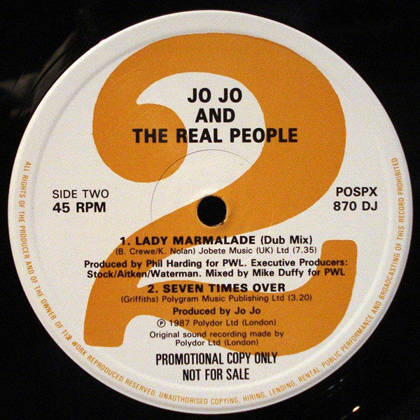 Jo Jo And The Real People : Lady Marmalade (2x12", Promo)
