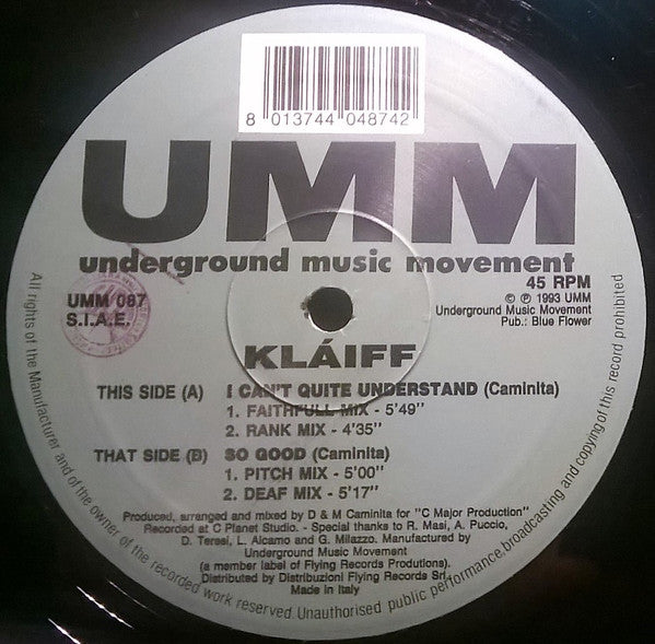 Klaiff : I Can't Quite Understand / So Good (12")