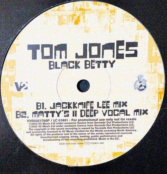 Tom Jones : Black Betty (Remixes) (12", Promo)