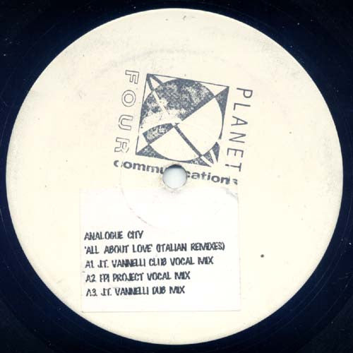 Analogue City : All About Love (Italian Remixes) (12", W/Lbl, Sti)