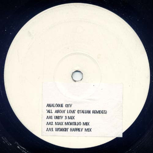 Analogue City : All About Love (Italian Remixes) (12", W/Lbl, Sti)