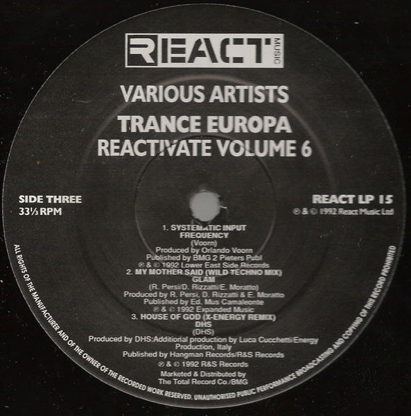 Various : Reactivate 6 - Trance Europa (2xLP, Comp)