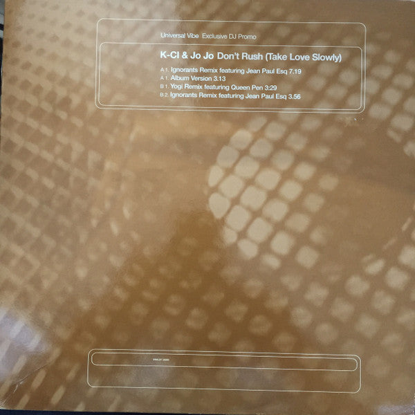 K-Ci & JoJo : Don't Rush (Take Love Slowly) (12", Promo)