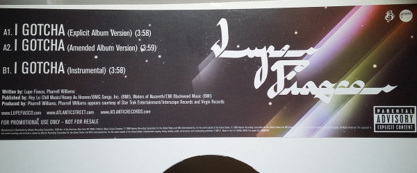 Lupe Fiasco : I Gotcha (12", Promo)