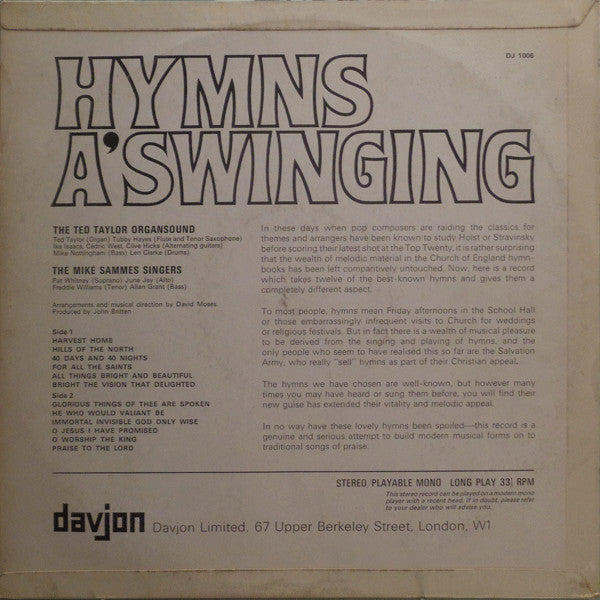 Mike Sammes Singers / The Ted Taylor Organsound : Hymns A' Swinging (LP, Album)