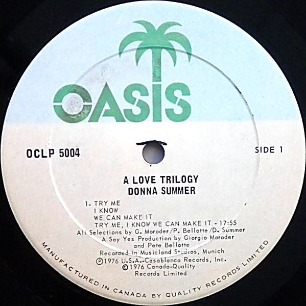 Donna Summer : A Love Trilogy (LP, Album, P/Mixed)