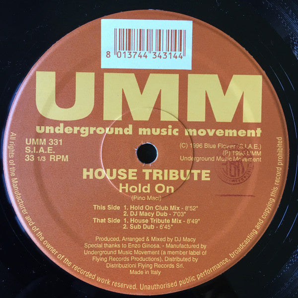 House Tribute : Hold On (12")