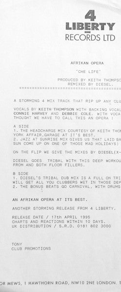 Afrikan Opera : Che Life (12", W/Lbl)