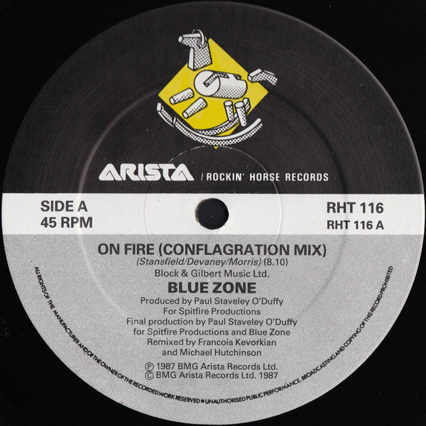 Blue Zone (4) : On Fire (12", Single)