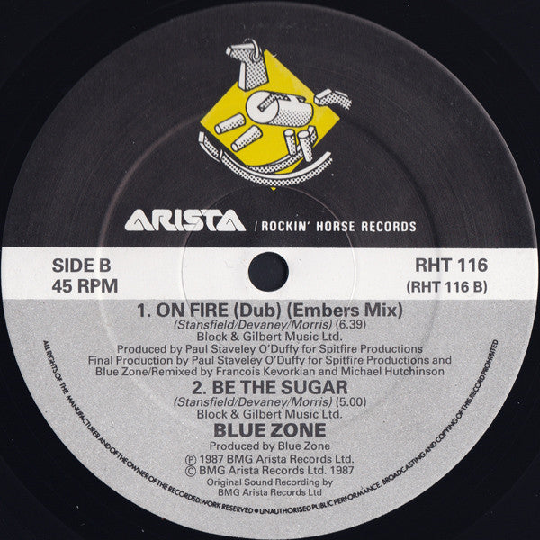 Blue Zone (4) : On Fire (12", Single)